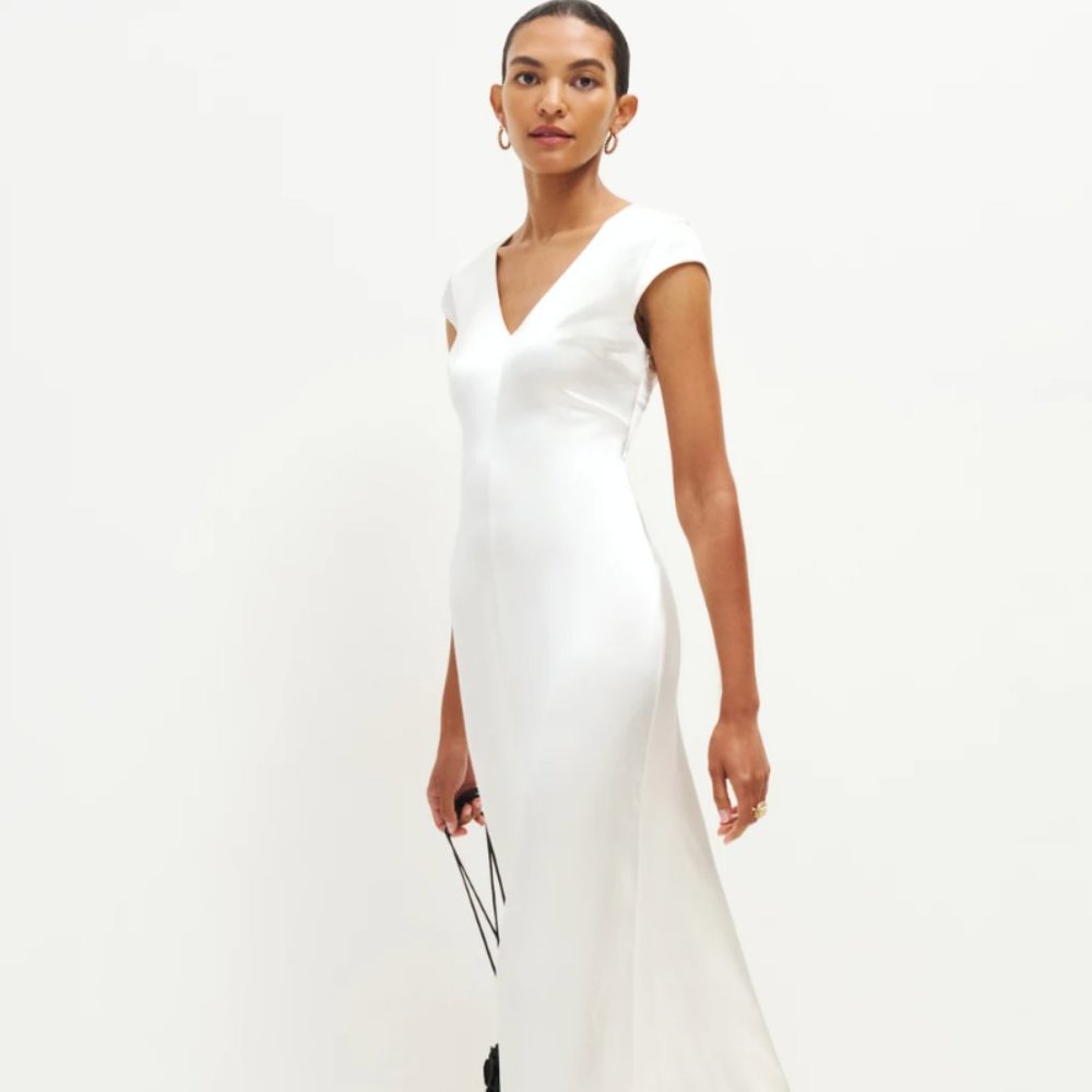Reformation, Genna Silk Dress, Ivory, Size 8 - Never Worn, With Tags